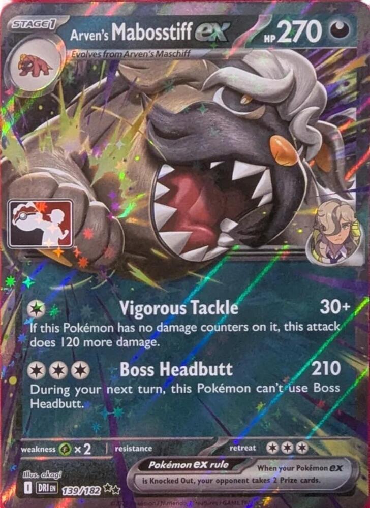 Destined Rivals Arven's Mabosstiff Ex [Prize-Pack] Pokémon card